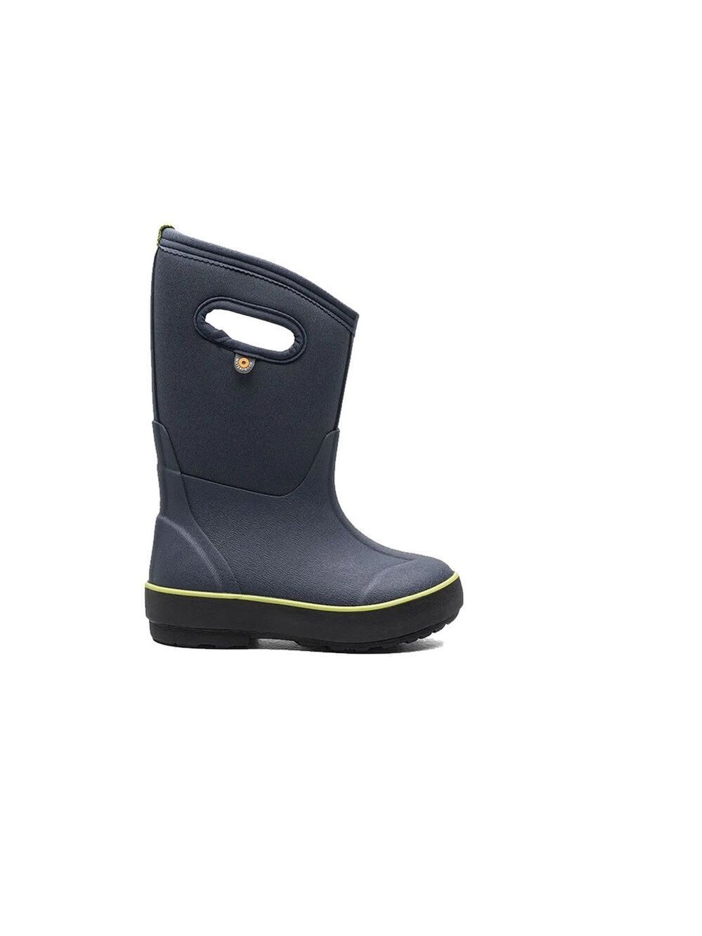Size 5 Youth Bogs Kids Navy and Lime Rain Boots